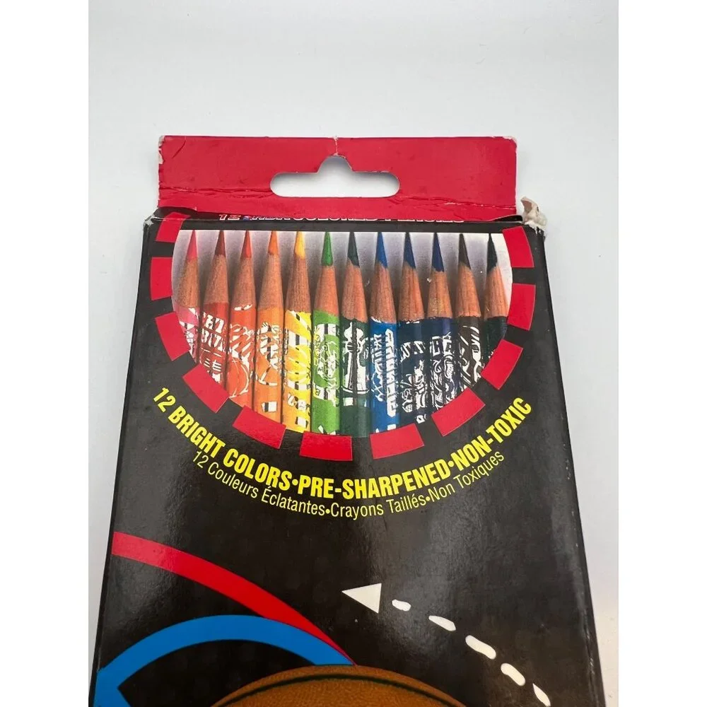 VTG Pentech NBA Colored Pencils‎ 12 CT Open Box 1996 Basketball Arts & Crafts